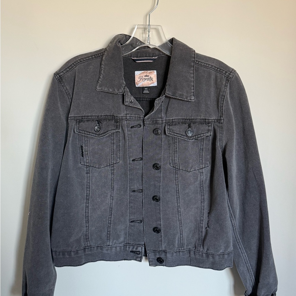 Royalty For Me Charcoal Denim Jacket